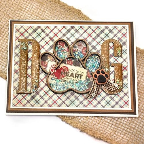 Dog Paw Shaker Frame Metal Die Cuts, Dog Paw Shaker Frame Cutting Dies Cut Stencils DIY Scrapbooking Cards Decorative Embossing Paper Dies for Album Card Scrapbooking Making