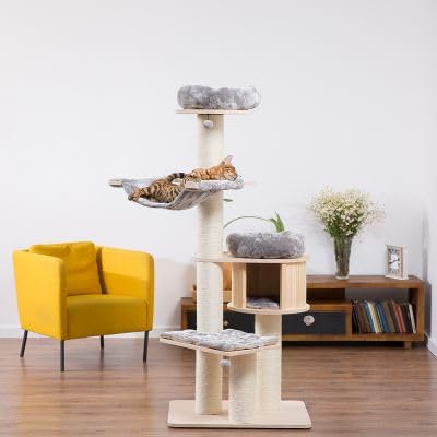 Natural Paradise Arbre à chat Magnolia XL Plus | avec troncs épais | H 175 x L 105 x l 90 cm (gris clair)