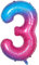 Ponmoo 40 inches Foil Balloons Numbers 3 Pink-Blue Gradient (101cm), Inflatable Helium or Air, Giant Balloon Number 0-9, 10-100, Grand Balloons for Anniversary Wedding Birthday Party Decoration