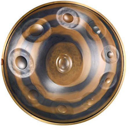 Handpan-Trommel für Erwachsene, 22 Zoll, Stahltrommel, D-Moll, 10 Noten, Handtrommel, Stahlzungentrommel mit Tragetaschen, Notenblättern, Trommelständer und Schlägel zum Spielen