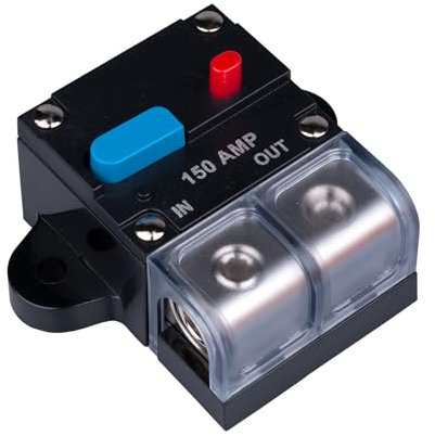 Disjoncteur 150 AMP 150A Auto Récupération Porte Fusible Inline Réarmable Bloc Convertisseur DC 12V-48V Volt Moteur Stéréo Audio Étanche Réinitialisation Manuelle pour Voiture Marine RV Bateau Camion