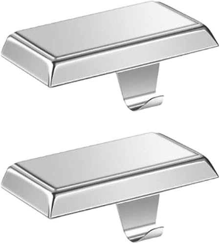 Guojanfon 2 Stück Weihnachtsstrumpf-Halter, Metallhaken zum Aufhängen von Weihnachtsstrümpfen, Strumpfhalter für Kaminsims für Weihnachtsdekorationen (FKholder-Silber, 2 Stück)