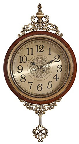 LUOYAOB Moderne Wanduhren Vintage Holz große Wanduhr, Metallholz Stille Pendeluhr, Moderne Großvater Wanduhr mit Pendel, Batterie for Wohnzimmer, Schlafzimmer, Bürowanddekoration