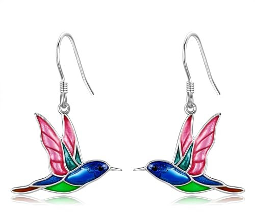 JERWLI Kolibri Drop Ohrringe 925 Sterling Silber Kolibri Schmuck Geschenk für Frauen Mädchen