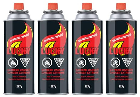 Cnloyua 4 Stück 227mL Butangas Gaskartuschen Nachfüllgas, Butan-Kraftstoff-Nachfüllung, MSF-1a,Brennstoff Für Kocher, Butanbrenneranzünder, Küchenbrenner, Feuerzeug, Campingkocher