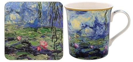 The Leonardo Collection Keramiktasse & Untersetzer | Claude Monet | 350 ml | Tasse & Untersetzer für Zuhause oder Arbeit | Premium Design für alle Anlässe