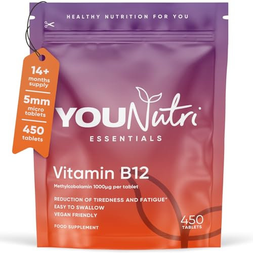 Vitamin B12 Tablets High Strength – 450 Tablets (14+ Months Supply) 1000mcg Vegan B12 Supplement Pure Methylcobalamin – Energy and Immune Support – GMP Approved and Lab Tested
