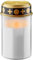 goobay Lanterne funéraire LED avec minuterie, fonctionne avec piles, bougies funéraires LED, pour extérieur, cimetière, lumière éternelle, lampe funéraire, blanc, 2 piles C/LR14 (non incluses) 74367