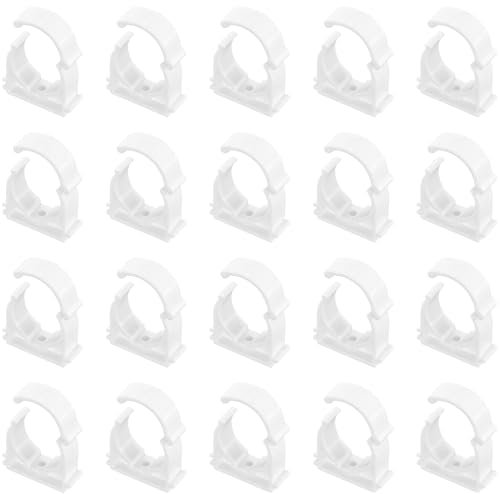 20 PCS White Plastic Water Pipe Clamps,Snap-On Single Tube Clips (32mm Inner Diameter)