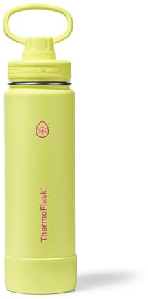 ThermoFlask 24oz Double Wall Vacuum Insulated Stainless Steel Water Bottle with Spout Lid, Yellow