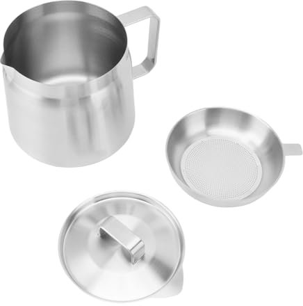 Recipiente de Grasa de Tocino Acero Inoxidable El Contenedor Almacenamiento Aceite Eficiente para la Cocina la Granja, Ecológico para Filtrar Aceite Cocción Usado y Grasa (1.5L)
