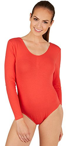 tectake dressforfun Damen Langarm-Body mit Rundhals Ausschnitt (XL | Rot | Nr. 301303)