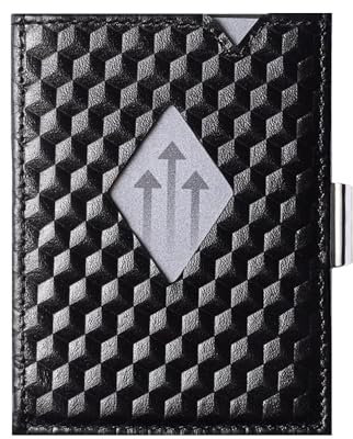 EXENTRI Portafogli tri-fold - Blocco RFID con clip di chiusura in acciaio inossidabile