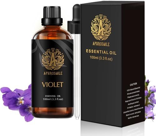 Aromathérapie Violette Huile Essentielle pour Assainisseur d’Air, 3.3oz 100% Pure Violette Huile Essentielle pour Fabrication de Bougies, 100ml Aromathérapie Violette Huile pour Diffuseur