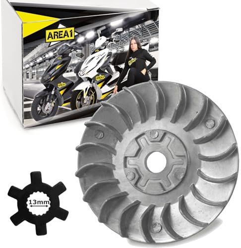 Area1 Ersatz Riemenscheibe/Lüfterrad 13mm inkl Sternscheibe für 50ccm 2-Takt Kompatibel mit Aerox Neos Jog BWs, Nitro Ovetto Stunt Booster, 97-00, F10 F12 F15