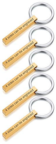 VNOX 5Pièces Couple Personnalisé Personnalisé BFF Frères Sœurs Famille Porte-clés Partner 4 Sides Nom 3D Cuboid Accessoires Verticaux de Trousseau de Barre pour le Bagage/Sac,Gravure Libre