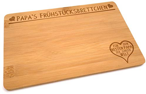 Samunshi® Holzbrett mit Gravur Papa's Frühstücksbrettchen aus Bambus Brett Frühstücksbrettchen als Holz Schneidebretter Holzbrett Küche Vesperbr