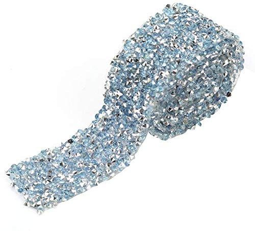 Selbstklebende Strass Streifen,1 Yard 30 mm Diamantband Wrap Rolle Sparkle Crystal Strass Band Dekoration Kann für DIY Dekoration Aktivitäten verwendet werden(Hellblau)