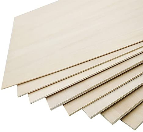 TEN-HIGH Panneau de bois de tilleul naturel contreplaqué 5PCS 600x450x5mm,Feuilles de bois de coupe laser Planche d'origine pour DIY