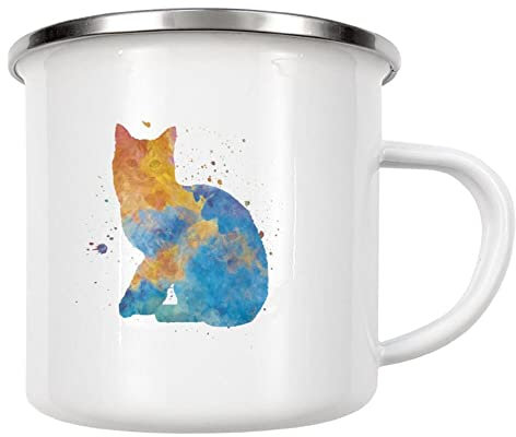 artboxONE Emaille Tasse Pixie bob in Watercolor von Paul Rommer - Emaille Becher Tiere