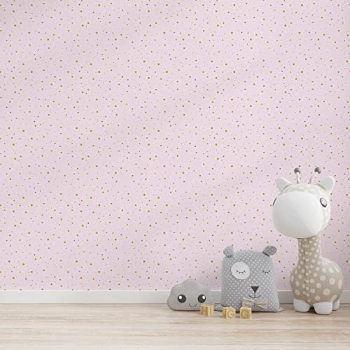 TADESSI Tapete Kinderzimmer M1-No.129 Vliestapete Rosa Tapete mit Punkten Jungenzimmer Mädchenzimmer