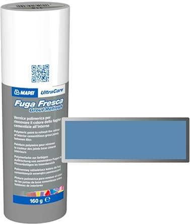 MAPEI Ultracare FUGA FRESCA 167 AZUL AVIO pintura polimérica para renovar el color de las juntas cementizias. Botella de 160 g.