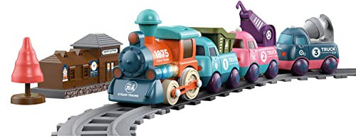 LICHENGTAI Mini Elektrisches Zug Spielzeug, Weihnachtszug Spielzeugeisenbahn, HO Scale, 3+ Jahre, Weihnachtsmuster, Batteriebetrieben, Fährt um den Weihnachtsbaum