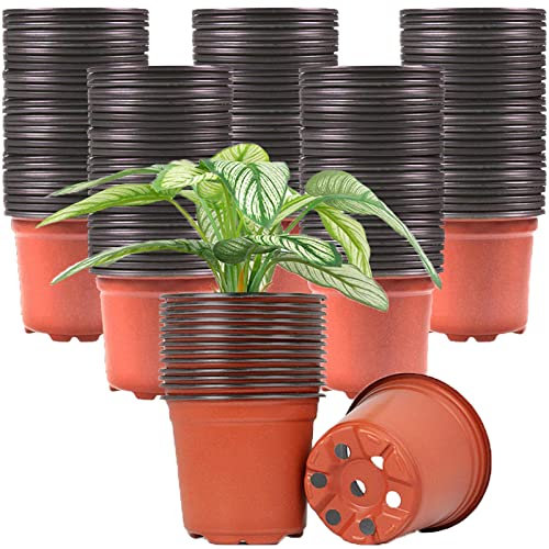 Tergy 500 macetas de plástico de 10 cm para plantas de vivero, macetas pequeñas de inicio de semillas, macetas de flores