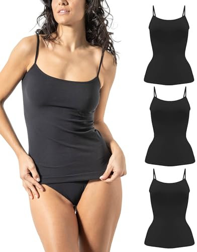 Risalti Camiseta Tirantes Mujer Interior de Microfibra 3 Piezas - Sin Manga Elegante, Top Más Suave Que Algodón, Sin Costuras - Made in Italy