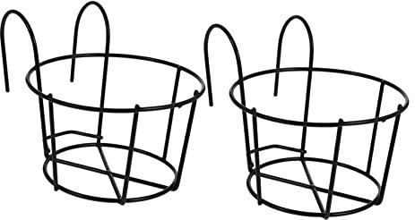 Cabilock 2 Piezas Porche De Metal Maceta Cesta Colgante De Arte del Hierro Soporte para Jardineras De Valla De Hierro Jardineras De Rieles Barandilla De La Cesta De Plantador Planchar