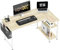 HOMIDEC L Shaped Desk 120CM Computer Desk Study Office Table Gaming Desk Writing Table With Bookshelf Reversible Corner Table For Home Office Studio Workstation