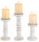 Inweder Bougeoirs en Bois pour Bougies Piliers Lot de 3 Porte-Bougies Vintage Blanc Bougeoir en Bois Rustique Chandelier Chic pour Centre de Table de Mariage, Décoration d'Intérieure, Cheminée, Noël