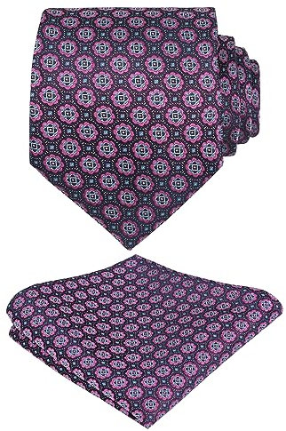 Alizeal Herren-Krawatten-Set mit normalem Muster, formelle Krawatte und Einstecktuch, einzigartig, klassisch für Hochzeit, 149-Magenta + Pflaume, Einheitsgröße