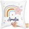 Geschenk mit Namen personalisiert by Shirtracer Kissen 40x40 Zierkissen - Regenbogen Sternschnuppe Stern - 40 x 40 cm - Weiß - sternschnuppen Rainbow Star personalisierte Sternen Name und