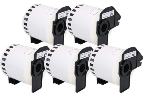 Molabel Adressetiketten DK-22205 DK2205, 5 Rollen (Endlos) 62mm x 30,48m kompatibel mit Brother QL-500 QL-500A QL-500BS QL-500BW