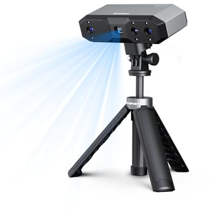 Revopoint MINI 2 Handheld 3D Scanner für 3D Druck, 0.02mm Präzision, 16 fps schnelles Scannen, Industrielles Blaulicht, Portabler Farb-3D-Modellscanner für Dental, Schmuck & kleine Objekte, Standard
