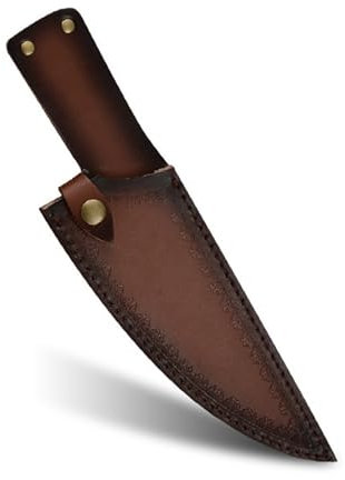 Messerscheide aus Leder 20,3 cm gerade Messerscheide，Gürtel，Handgefertigte Leder Scheide Mit Schnappverschluss Gürtelschlaufe Halter für Küche,Camping Jagd (Braun)