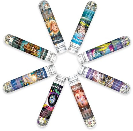 Mini-Puzzles für Erwachsene, 234 Teile (8 Packungen), kleines Puzzle, Reagenzglas-Puzzle, anspruchsvolles Mikro-Puzzle, schwieriges kleines Puzzle, Heimdekoration, Unterhaltung, 15,2 x 10,2 cm, 8