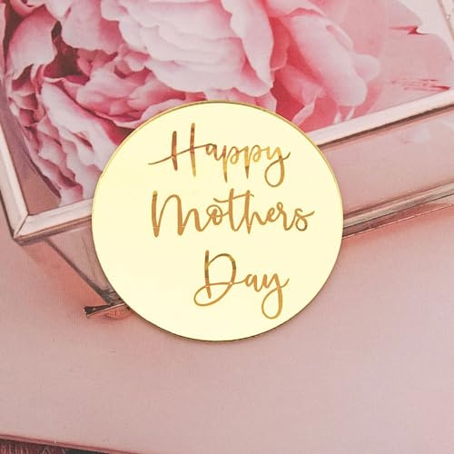6x Mother's Day Acrylic Cupcake Toppers - Elegant Gold Acrylic Decoration for Mother's Day, Birthdays, and Celebrations