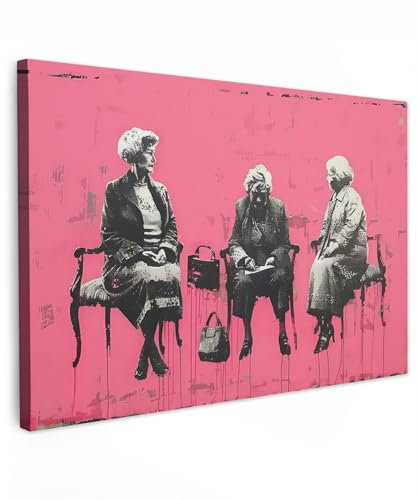 MuchoWow© Quadri Astratti su Tela 30x20 cm Foto Quadro Moderno Soggiorno Canvas Decorazioni Camera da Letto Graffiti - Vintage - Nero - Street art - Rosa - Banksy