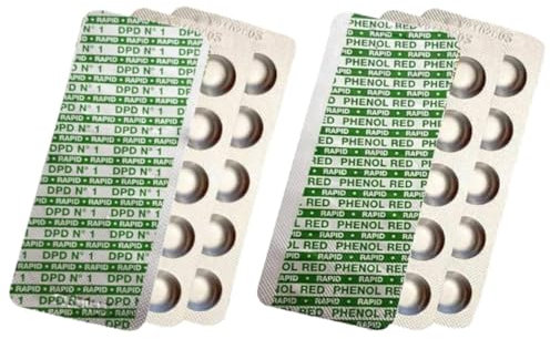 KiAqua Testtabletten Rapid für Schütteltester, DPD 1 freies Chlor/DPD 4 Aktivsauerstoff/Phenol Red pH-Wert, 50x, 100x, 250x, 500x, Wassertester (PH RED / 100 Tabletten) (2x30-DPD1-PhRed)