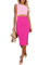 AUSELILY Sommerkleid Damen Midi Skims Kleid Knielang Cut Out Bodycon Kleid Damen mit Schlitz Rosa & Rosenrot M