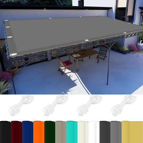 Telo di Ricambio per Ombrellone 4 x 9 m 98% Protezione UV Impermeabile Rettangolare Facile da Installare per Giardino, Balcone, Piscina, Grigio Chiaro