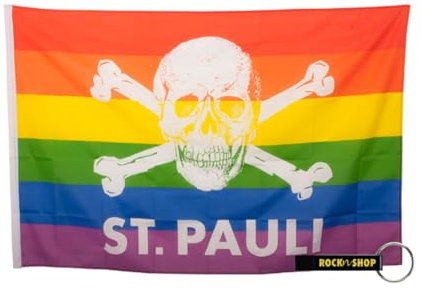 FC St. Pauli Fahne Totenkopf Regenbogen 30x40cm FCSP Fanartikel + RocknShop Flaschenöffner