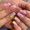 JUSTOTRY 24 Pcs Pink Press on Nails Coffin Long,False Nails with Flower and Star Designs,Cute Ballerina Stick on Nails for Women and Teens,Medium French Fake Nails for Nails Art Gifts