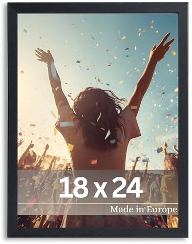 VictoR Bilderrahmen Dali 18x24 cm Schwarz - Fotorahmen Holz - Bilderrahmen Set Schwarz 18x24 - moderner Holzrahmen mit bruchsicherem Acrylglas