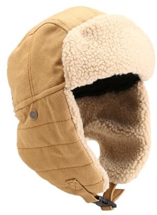 Sporgard Fliegermütze mit Ohrenklappen aus Wollmischgewebe, russische Wintermütze, Uschanka-Jagdmütze, Khaki, M