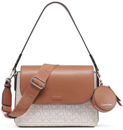 Calvin Klein Millie 2 in 1 Flap Crossbody Bag, vanilla/khaki/caramel, Único