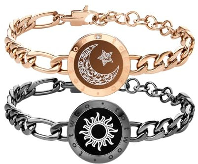 TOTWOO Pärchen Armband Paar Geschenke Partnerarmband Langstreckenberührung Pärchen Geschenke Liebes Fernbeziehung Geschenk für Sie Vibration & Aufleuchten für Liebespaare