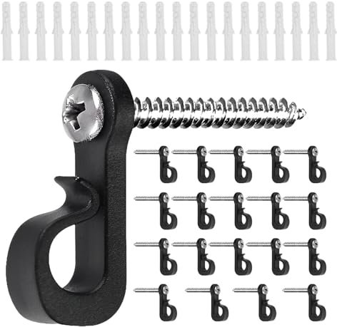 Schraubhaken für Lichterketten - 20 Stück Weihnachtslichter Haken - Außen & Innen Deckenhaken mit Sicherheitsschnallen Q-Hanger
